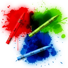 RGB Wachsmalstifte Papier Aquarell Red Green Blue