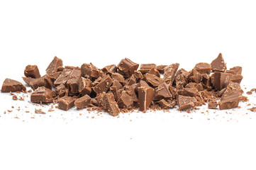 Grated chocolate isolated on white background
