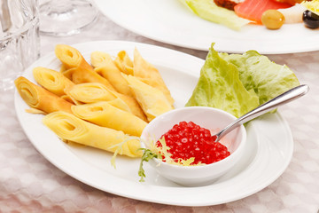 pancakes with caviar