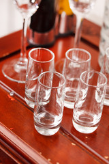 Empty glasses on restaurant table