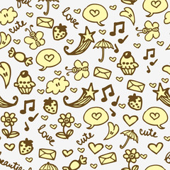 Cute romantic hand drawn seamless pattern