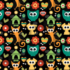 Cute seamless pattern with funny animals