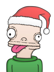 Xmas comic face, vector illustration