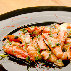dish of fried prawns with herbs and spices