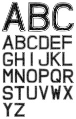 Hand drawn vector abc, font, 3D, alphabet