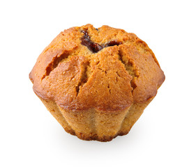 muffin with rose hips jam isolated on white