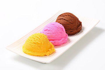 Scoops of ice cream on plate