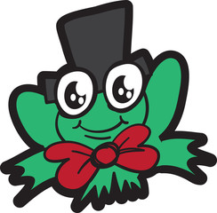 Cartoon frog isolated with top hat