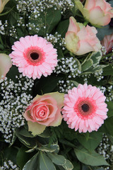 pink roses and gerberas
