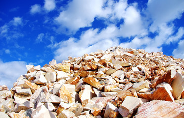 Marble and clouds on blue sky.