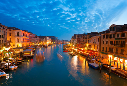 Grand Canal at sunset, Venice, Italy.