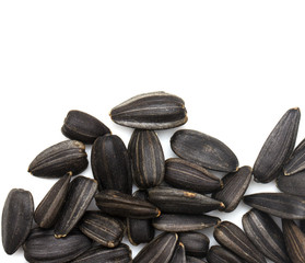 black seeds on a white background. macro