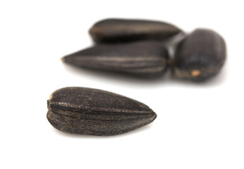 black seeds on a white background. macro