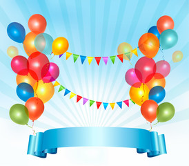 Happy birthday background with colorful balloons.