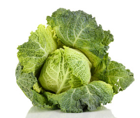 Fresh savoy cabbage isolated on white