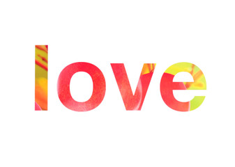 Word Love isolated on white background
