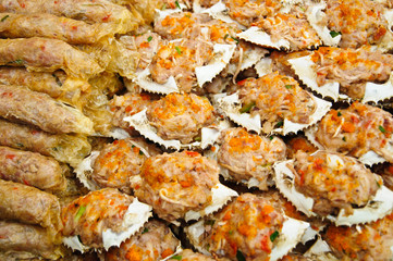 Deep-fried crab meat and minced pork Thai food