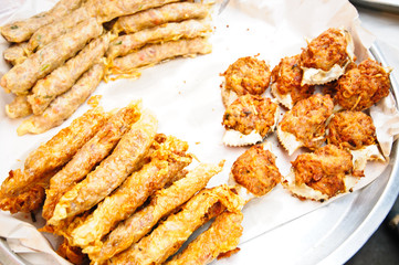 Deep-fried crab meat and minced pork Thai food