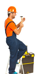 Builder man with hammer