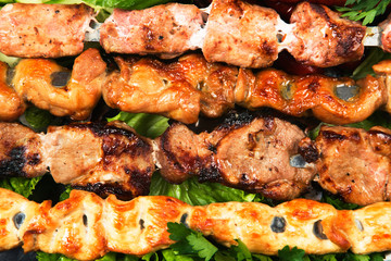 barbecue with sauce and vegetables