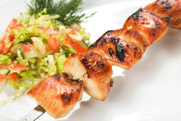 barbecue with sauce and vegetables