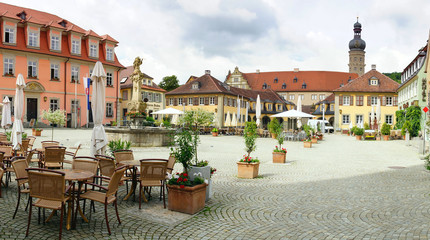 The historic Weikersheim Market Place (Marktplatz). Germany
