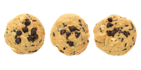 Set of Chocolate chips cookies isolated on white