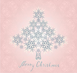 Christmas tree on lace seamless pattern background