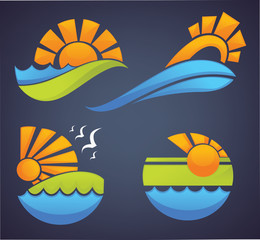 Naklejka premium symbols of sea, sun and summer