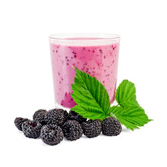 Milk cocktail with blackberries