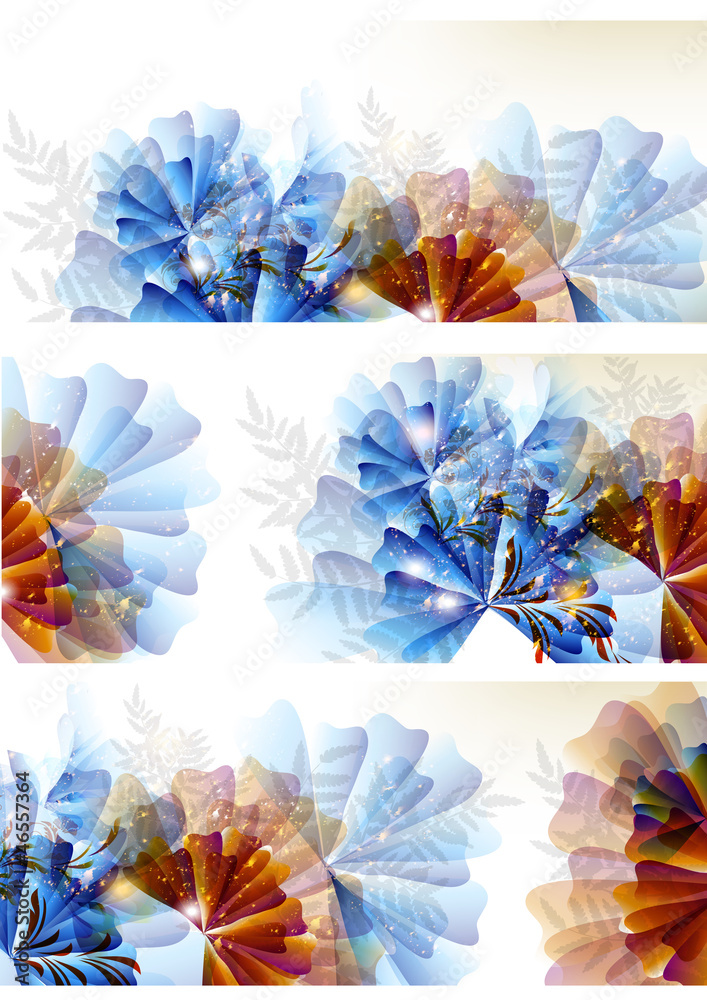 Poster abstract colorful flower backgrounds set
