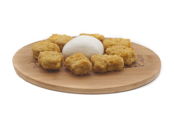 fried chicken nuggets and mozzarella