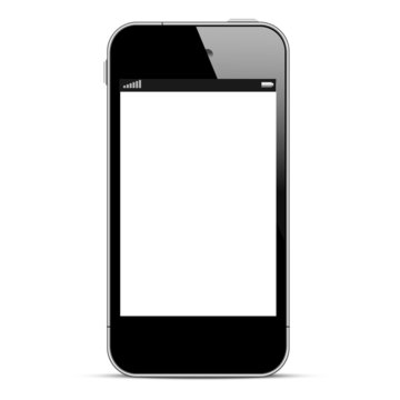 Black smartphone isolated on white background