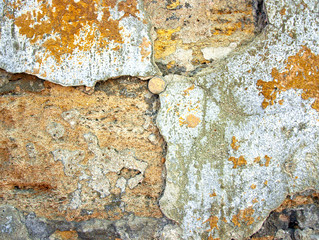 The texture of the old wall of the coquina cracked