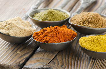 Assortment of powder spices