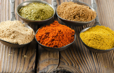 Assortment of powder spices