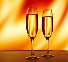 Two elegant champagne glasses