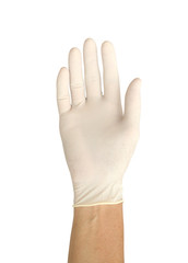 Fototapeta premium Hand wearing glove isolated on white background