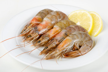 Raw tiger shrimps
