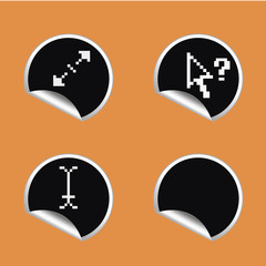 vector stickers with pixel cursors. web icon set