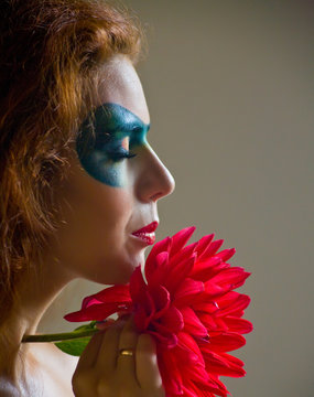 face-art  portrait of a beautiful  woman
