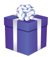 stylish gift box, bow bright light, vector image