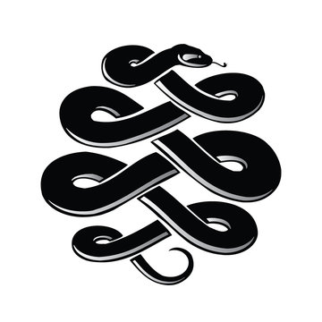 Snake symbol - black vector illustration