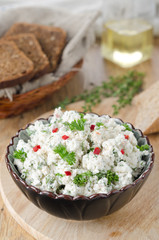 pate of cottage cheese with herbs and chilli
