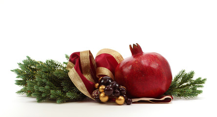 Christmas Pomegranate on White
