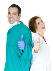 Elementary students for medicine having thumbs up