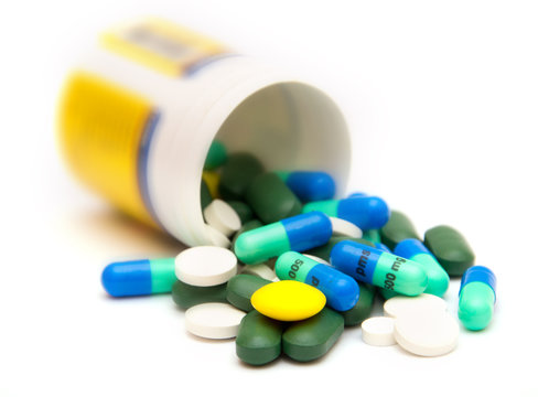 various pills and drugs priparaty