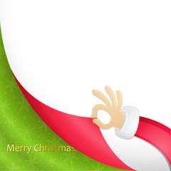 Santa's hand, Merry Christmas, page turning, snowflakes, paper