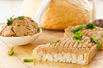 Bread with liver pate