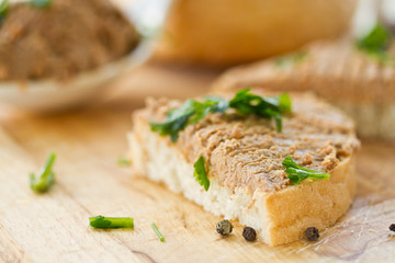 Bread with liver pate